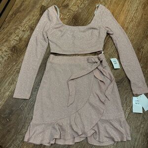 B Darlin Glittery Pink Two-Piece Ensemble